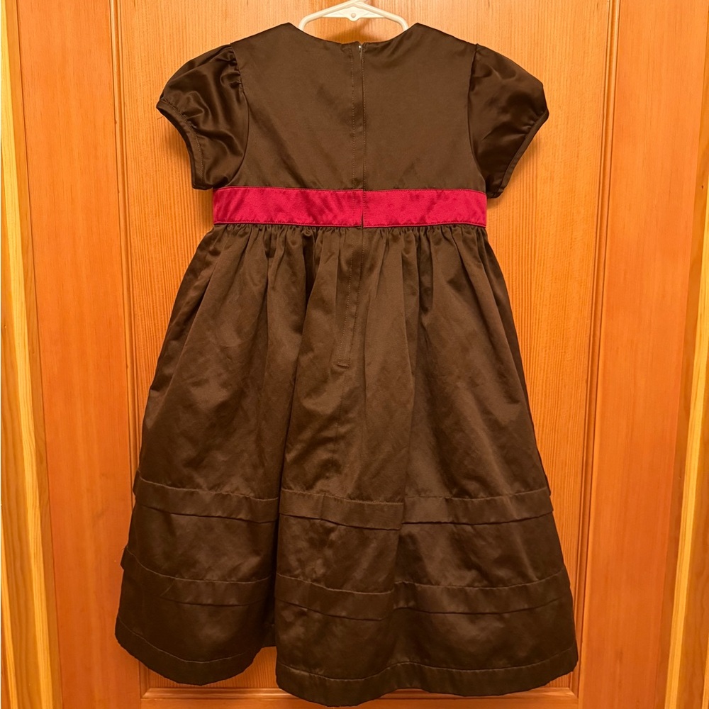 Gymboree Holiday Traditions Chocolate Brown Satin Christmas Dress LAST CHANCE! - Picture 2 of 5